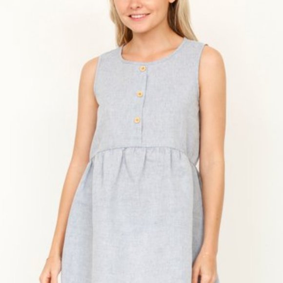 egs by éloges Blue Button-Front Tunic Top - Picture 2 of 16